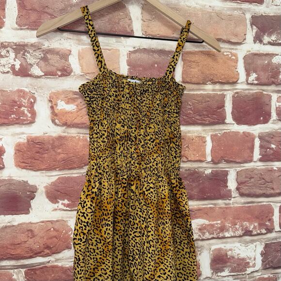 Just Love Summer Dress Women's M Tan Black Safari Animal Print Beachy Stretchy - Picture 3 of 8